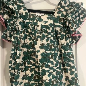 Floral Green and White THML Top